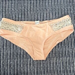 Peach Lace Trim Bikini Bottoms